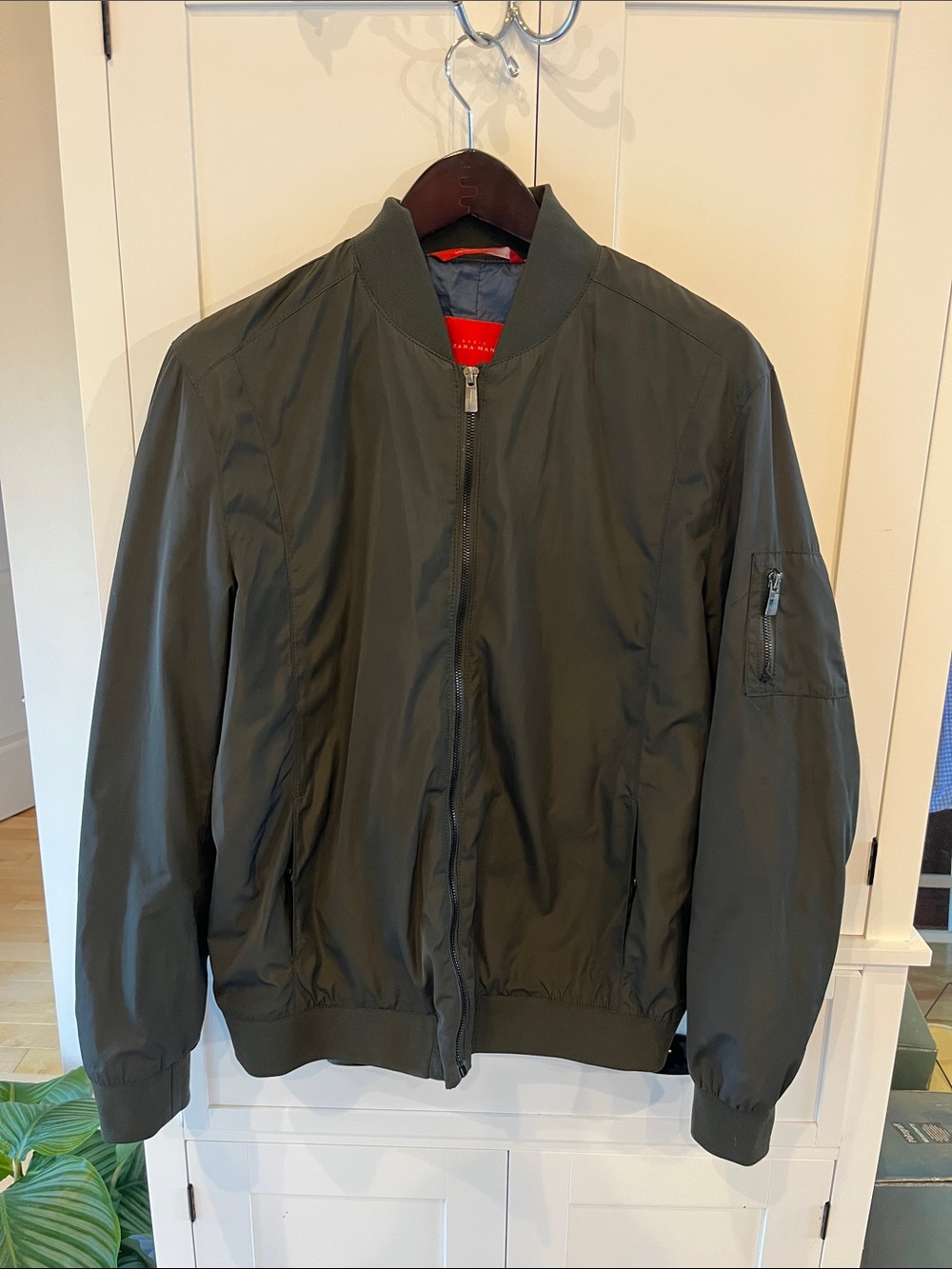 Men's Zara Bomber Jacket in Olive Green